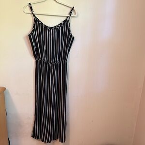 Ambiance Black and White Striped Jumpsuit